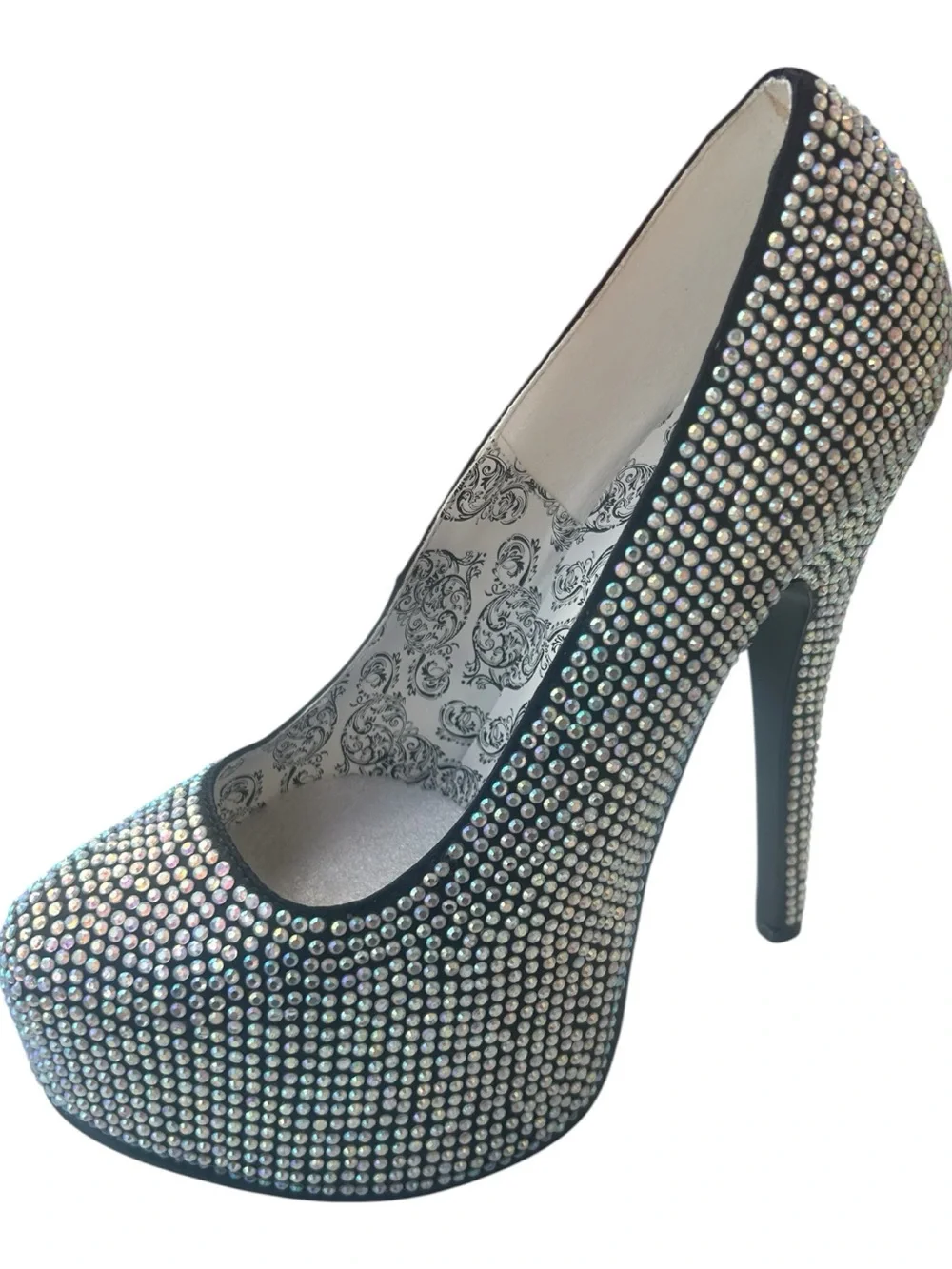 Bordello Teeze-06R Iridescent Rhinestone Platform High Heels Size 6 NIB